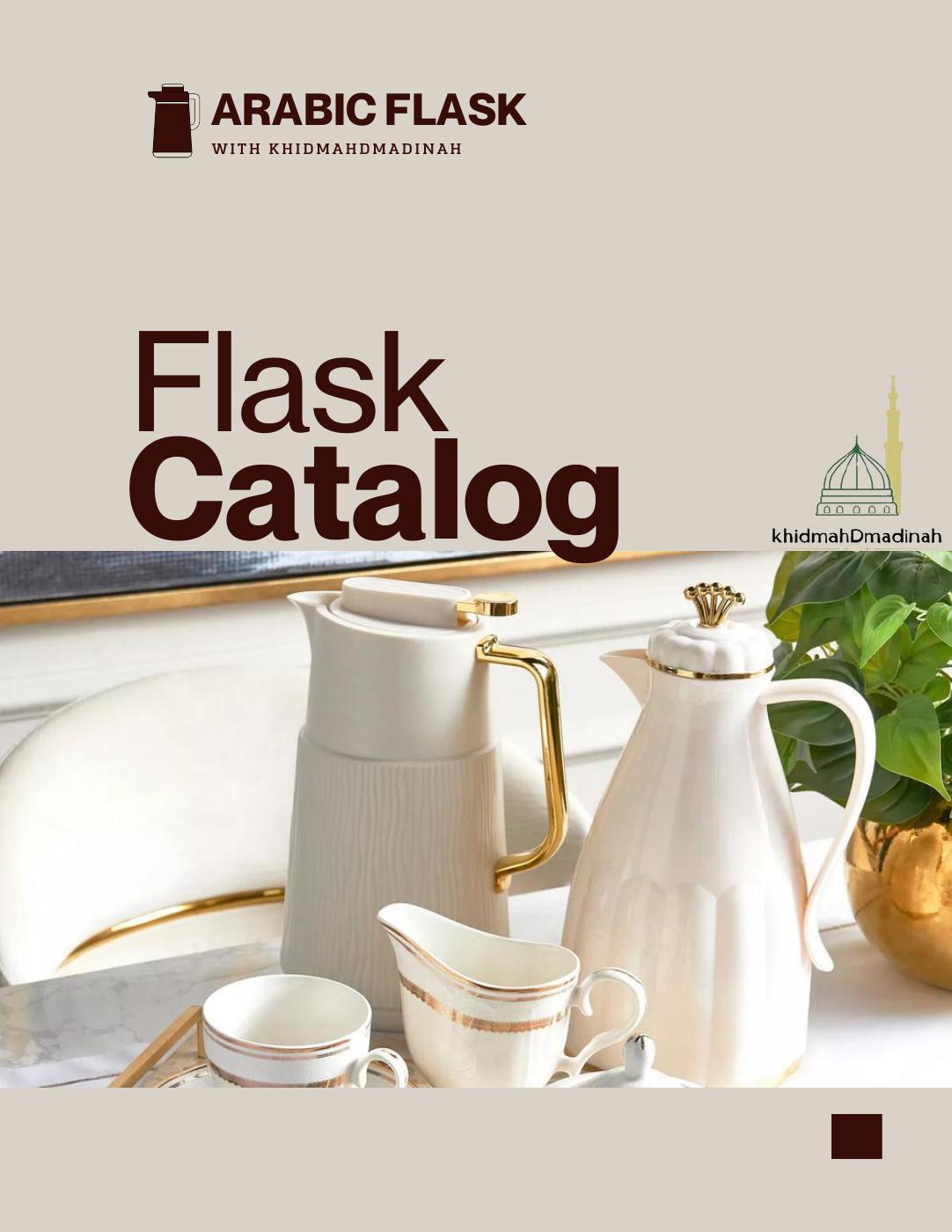 Arabic flask catalog cover — cream and gold kettles